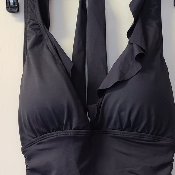 🌺SOLD🌺 Ralph Lauren Black Ruffle Tankini Sz 10 - Picture 3 of 4